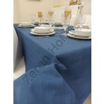 Zeren Home Keten Görünümlü İndigo Mavi Dertsiz 150x300 cm Masa Örtüsü