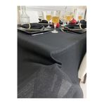 Zeren Home Keten Görünümlü Simli Begonvil Masa Örtüsü Siyah 25 Parça, 160 x 400
