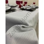 Zeren Home Keten Görünümlü Simli Dertsiz Gri 150 x 400 cm Masa Örtüsü