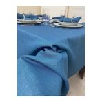 Zeren Home Keten Görünümlü Simli Dertsiz Indigo Mavi 150 x 260 cm Masa Örtüsü