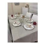 Zeren Home Keten Görünümlü Simli Linen Masa Örtüsü Gold 13 Parça 160 x 200