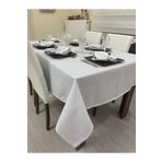 Zeren Home Keten Görünümlü Simsiz Begonvil Masa Örtüsü Beyaz, 150 x 240