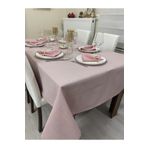 Zeren Home Keten Görünümlü Simsiz Begonvil Masa Örtüsü Pudra Pembe 13 Parça, 140 x 200, zerentekstilpudrabegon22