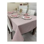 Zeren Home Keten Görünümlü Simsiz Begonvil Masa Örtüsü Pudra Pembe 25 Parça, 150 x 220, zerentekstilpudrabegon29