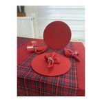 Zeren Home Kırmızı Renk Masa Örtüsü, Yılbaşı Ekose Runner, 6 Supla Seti, 6 Peçete 150 x 260