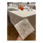 Zeren Home Lotus Dantel Detaylı Dertsiz Masa Örtüsü, El İşçiliği Fransız Dantel, Simli Gold, 160 x 260