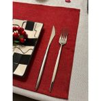 Zeren Home Meral Kurşun Collection Simli Dertsiz Amerikan Servisi 35X45 - 4 Adet - Kırmızı - 35 x 45 cm