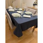 Zeren Home Meral Kurşun Collection Sıvıya Dayanıklı Pamuk Keten Dertsiz Masa Örtüsü Lacivert - 170 x 170 cm