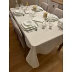 Zeren Home Meral Kurşun Collectionn Polyester Keten Dertsiz Masa Örtüsü Krem - 160 x 220 cm