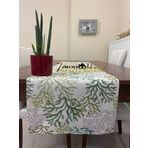 Zeren Home Mercan Desenli Sıvı Geçirmez Yeşil 45x160 cm Runner