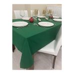 Zeren Home Pamuk Keten Sıvı Geçirmez Dertsiz Masa Örtüsü Koyu Yeşil