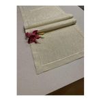 Zeren Home Piko İşlemeli Keten Görünümlü Simli Linen Gold Runner 40x150