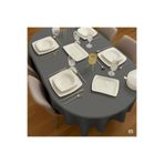 Zeren Home Polyester Keten Dertsiz Oval Masa Örtüsü Antrasit, 160 x 240