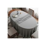 Zeren Home Polyester Keten Dertsiz Oval Masa Örtüsü Gri, 160 x 270