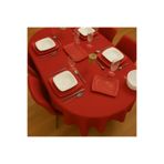 Zeren Home Polyester Keten Dertsiz Oval Masa Örtüsü Kırmızı, 160 x 270