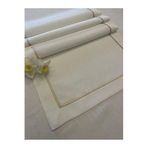 Zeren Home Polyester Keten Gold Piko Detaylı Kırık Beyaz Runner 40 x 160
