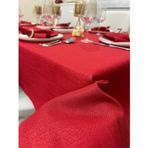 Zeren Home Polyester Keten Simli Kırmızı Masa Örtüsü