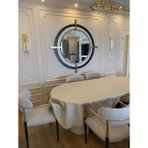 Zeren Home Polyester Keten Simli Oval Masa Örtüsü - Gold - 150 x 270 cm