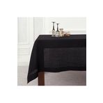 Zeren Home Polyester Keten Simsiz Masa Örtüsü Siyah + 12 Peçete 150 x 230
