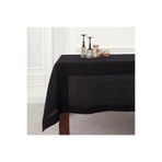 Zeren Home Polyester Keten Simsiz Masa Örtüsü Siyah + 12 Peçete 150 x 240