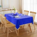 Zeren Home Püskül Detaylı Sıvı Geçirmez Dertsiz Masa Örtüsü - 150 x 260 cm - Saks Mavi
