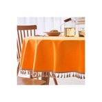 Zeren Home Saçak Püskül Detaylı Sıvı Geçirmez Yuvarlak Masa Örtüsü, 180 x 180, yp-puskul1