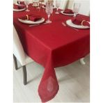 Zeren Home Simli Polyester Keten Dertsiz Masa Örtüsü Kırmızı - 150 x 300 cm