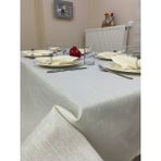 Zeren Home Simli Polyester Keten Dertsiz Masa Örtüsü Krem - 150 x 260 cm