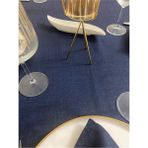Zeren Home Simli Polyester Keten Dertsiz Masa Örtüsü Lacivert - 150 x 300 cm