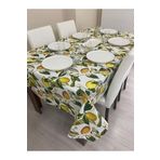 Zeren Home Sıvı Geçirmez Dertsiz Limon Desenli 160x220 cm Masa Örtüsü