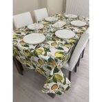 Zeren Home Sıvı Geçirmez Dertsiz Limon Desenli 170x170 cm Masa Örtüsü
