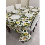 Zeren Home Sıvı Geçirmez Dertsiz Limon Desenli 90x90 cm Masa Örtüsü