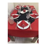Zeren Home Sıvı Geçirmez Dertsiz Masa Örtüsü Kırmızı 25 Parça Set 150 X 200