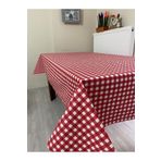 Zeren Home Sıvı Geçirmez Dertsiz Masa Örtüsü Kırmızı Küp Kareli 160 x 220