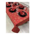 Zeren Home Sıvı Geçirmez Dertsiz Masa Örtüsü Yılbaşı Kırmızı Renk 25 Parça Set 140 x 220