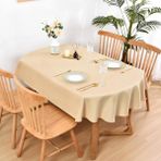 Zeren Home Sıvı Geçirmez Dertsiz Oval Masa Örtüsü Kapuçino + 12 Peçete - Cappucino - 160 x 270 cm
