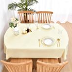 Zeren Home Sıvı Geçirmez Dertsiz Oval Masa Örtüsü Krem + 12 Peçete - 150 x 270 cm