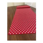Zeren Home Sıvı Geçirmez Puantiyeli Dikdörtgen Kırmızı 40x160 cm Runner