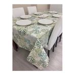 Zeren Home Sıvı Geçirmez Yeşil Mercan Desenli 150x220 cm Masa Örtüsü