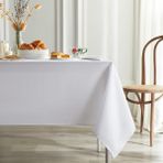 Zeren Home Sıvıya Dayanıklı Pamuk Keten Dertsiz Masa Örtüsü Beyaz - 150 x 200 cm