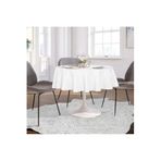 Zeren Home Sıvıya Dayanıklı Yuvarlak Dertsiz Keten Masa Örtüsü Beyaz, 150 x 150, collec-aktarim03