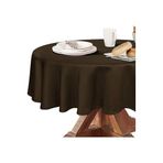 Zeren Home Sıvıya Dayanıklı Yuvarlak Dertsiz Keten Masa Örtüsü Kahverengi, 150 x 150