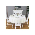 Zeren Home Sıvıya Dayanıklı Yuvarlak Dertsiz Keten Masa Örtüsü Krem, 130 x 130