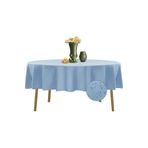 Zeren Home Sıvıya Dayanıklı Yuvarlak Dertsiz Keten Masa Örtüsü Mavi, 150 x 150