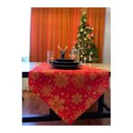 Zeren Home Zeren Home Yılbaşı Runner, Yılbaşı Temalı Özel Dikim Duck Kumaş Gold - Kırmızı, Christmas 40x170
