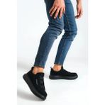 Zerenyus Kalın Taban Premium Çapraz Bant Sneaker Erkek Spor Ayakkabı - Siyah