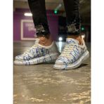 Zerenyus Pittura Özel Baskılı Erkek Sneaker Mavi Püskürtme - 416-Mavi