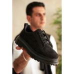 Zerenyus ZRK-703 Premium Siyah Süet Lastikli Günlük Erkek Casual Ayakkabı - 0 - Siyah