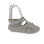 Zerhan 1150 Kadın Krem Cırtlı Yumuşak Taban Comfort Sandalet Ayakkabı