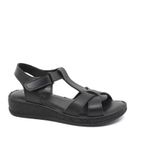 Zerhan G1015 Siyah Cırtlı Yumuşak Taban Comfort Kadın Sandalet